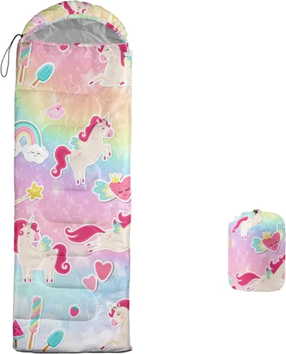 Vista 14 de Saco de dormir para adultos y niños, saco de dormir para mochileros, camping, para niñas, niños, ligero, impermeable, para clima frío y cálido, saco