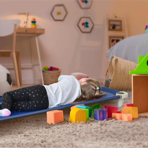 Vista 6 de Acrimet Cuna de siesta para niños, cama portátil para niños pequeños, apilable, 52 pulgadas de largo (tubos de acero inoxidable)