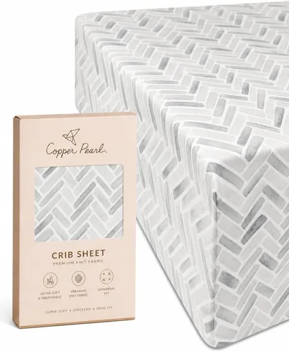 Vista 106 de Copper Pearl: Sábanas de punto prémium para cuna de bebé para niños y niñas, transpirables y suaves, sábanas ajustables para colchones estándar