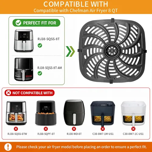 Vista 3 de Sartén para freidora de aire Chefman 8 cuartos TurboFry 8 cuartos de galón 4 en 1 freidora de aire RJ38-SQSS-8T, accesorios para freidora de aire