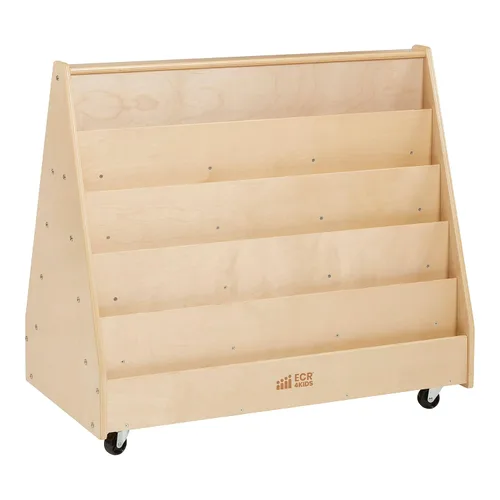 Vista 13 de ECR4Kids Mobile Double-Sided 10-Shelf Wooden Book Display, Grey Wash Durable birch, GREENGUARD Gold Certified, 40lb capacity, 10 shelves for