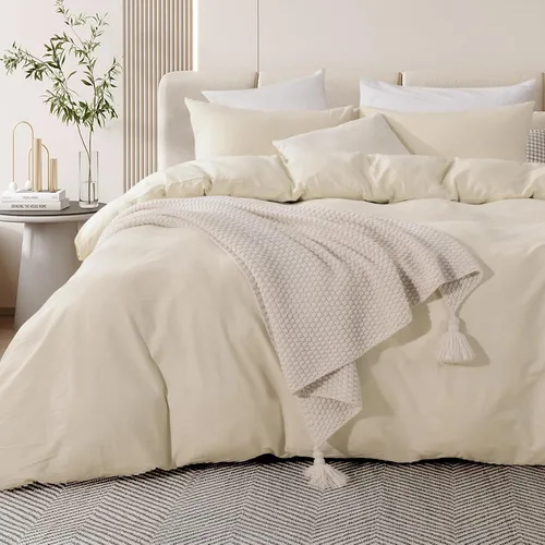 Vista 24 de NEXHOME PRO Funda de edredón Twin XL 100% algodón lavado, transpirable, duradera, texturizada, similar al lino, juego de ropa de cama para el hogar
