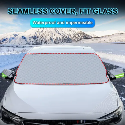 Vista 5 de Cubierta de nieve para parabrisas de coche con 4 capas de protección resistente al viento, defensa contra escarcha y luz solar, cubiertas
