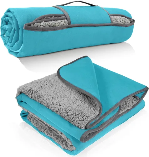 Vista 19 de Tirrinia Manta impermeable para exteriores con forro sherpa, resistente al viento, triple capa, cálida y cómoda, plegable para camping, estadio