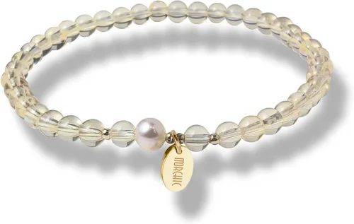 Vista 16 de Morchic - Pulsera elástica con cuentas de gemas naturales de 4 mm para mujeres, con perlas de agua dulce, regalo de cumpleaños de gemas energéticas