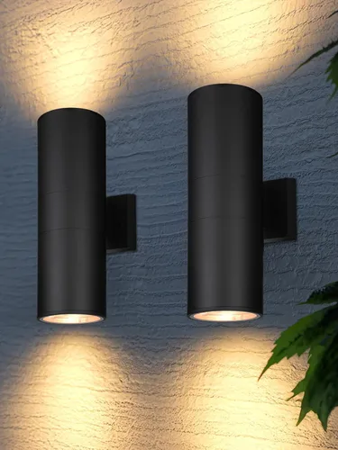 Vista 12 de LEONLITE Paquete de 2 luces de pared cilíndrica para exteriores de 12