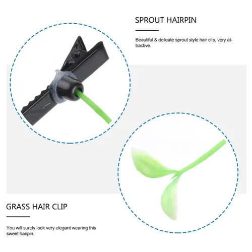 Vista 7 de Yardwe 50 pinzas para el cabello de brotes de frijoles, pinzas para el cabello de plantas verdes, horquilla de guisante, pasador, pasador, lindos