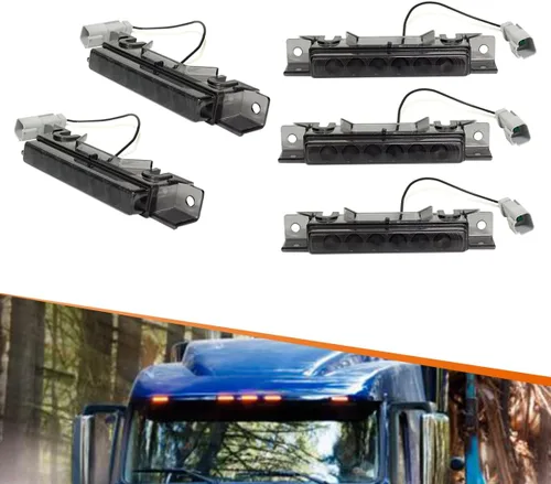 Vista 10 de ADIIL 5 luces de marcador de techo de cabina para camiones Volvo 2004 VN Luces ámbar con lente ámbar