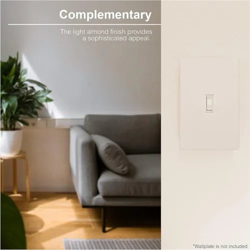 Vista 4 de GE Almendra, GE Ultra Pro de servicio pesado, un solo polo, interruptor de luz de pared, ventilador, un solo interruptor para circuitos, clip