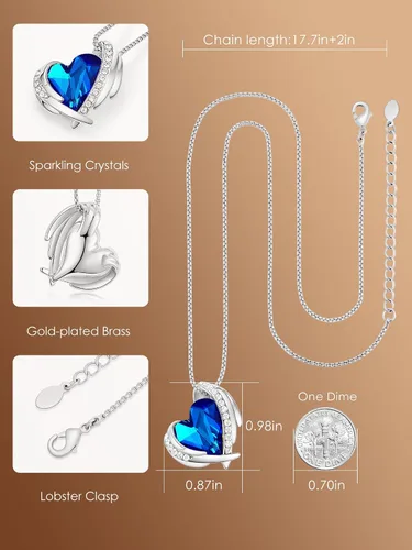 Vista 4 de CDE Love Heart Pendant Necklaces for Women Silver Tone Rose Gold Tone Crystals Birthstone Christmas Jewelry Gifts for Women Mother's Day