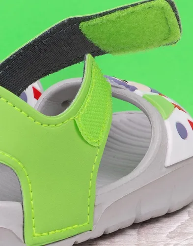 Vista 7 de Disney Toy Story Buzz Lightyear - Sandalias para niños, deslizadores de superhéroes con correa de apoyo para niños pequeños, calzado sin cordones