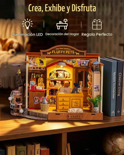 Vista 6 de Rolife Pet Store Kit de casa de muñecas en miniatura, regalo creativo