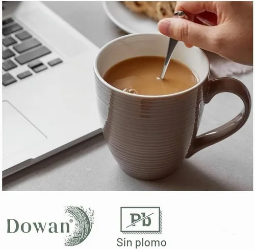 Vista 6 de DOWAN Tazas de Café, Juego de 6 Tazas de Café de 17 Oz, Tazas de Té Onduladas (Marrón)