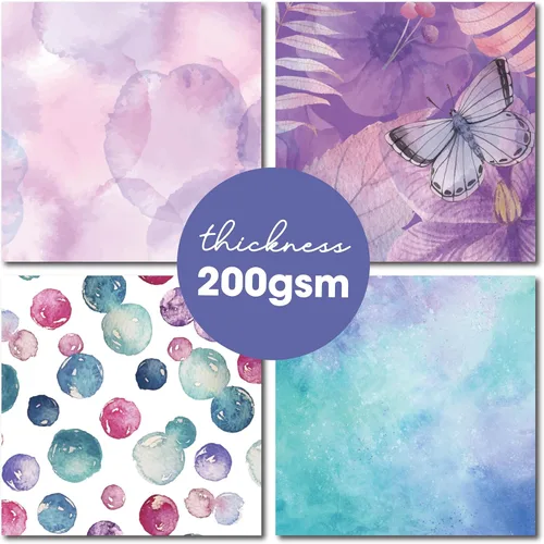 Vista 5 de paquete de papel decorativo para álbumes de recortes de 48 hojas 6 X 6.5 - Acuarela Flora - para elaboración de tarjetas, diario, planificador