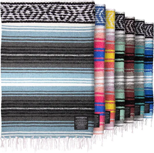 Vista 15 de Hydration Nation Auténtica manta mexicana extra grande (70 x 50 pulgadas), yoga tejida a mano, serape, falsa artesanal, playa, campamento, picnic