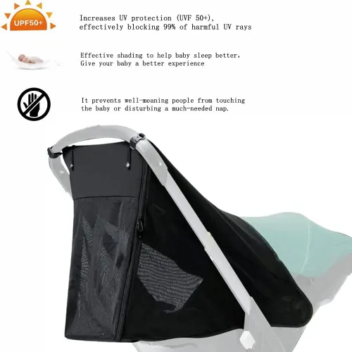 Vista 6 de DOONA - Parasol 2 en 1 para cochecito de bebé y asiento de automóvil, extensión de protección UV, cubierta solar, toldo de cobertura completa