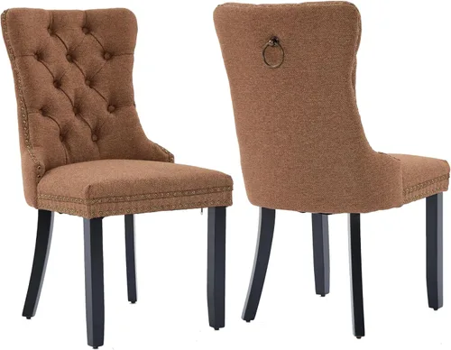 Vista 73 de Juego de 2 sillas de comedor de terciopelo beige, sillas de comedor tapizadas beige01