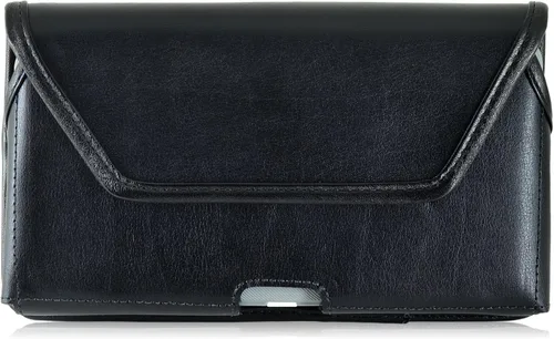 Vista 7 de Turtleback Funda compatible con Note 5, funda para cinturón, compatible con OB Defender o fundas voluminosas, bolsa de cuero negro con clip de Cuero