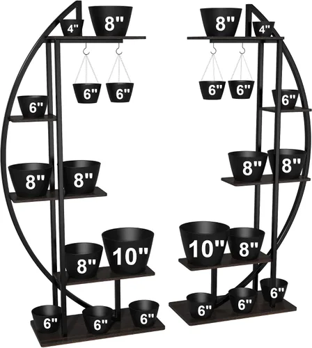 Vista 2 de GDLF Soporte alto para plantas, estante grande para plantas de interior, 71 pulgadas, estante de metal con gancho para colgar, diseño más alto