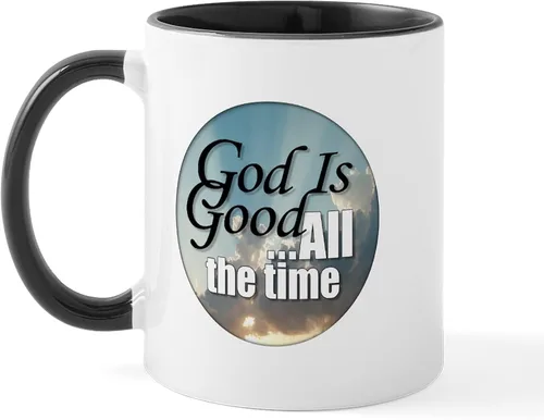 Vista 5 de CafePress Taza de café de cerámica de 11 oz (11.0 fl oz) con texto en inglés "God Is Good