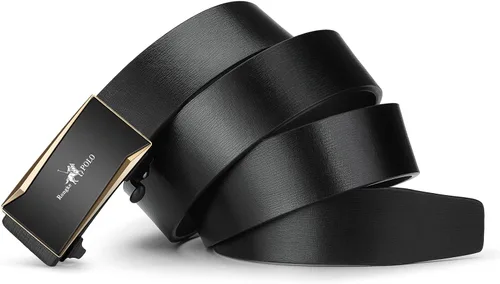 Vista 8 de Oyifan Cinturón negro para hombre, cinturón de diseñador de cuero genuino para hombre, cinturón de moda para hombre, cinturón casual para hombre