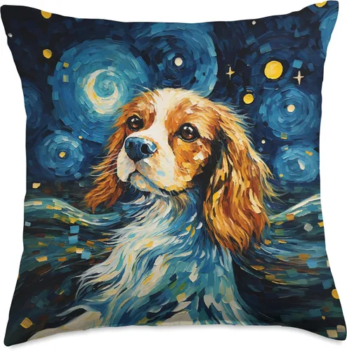 Vista 5 de Spaniel Puppy Dogs Starry Night Cocker Spaniel o Cavalier King Charles - Almohada de 16 x 16 pulgadas, multicolor
