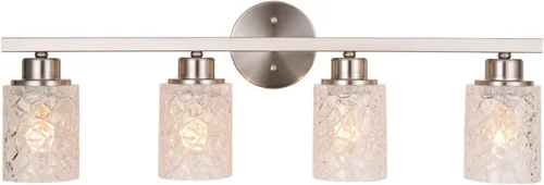 Vista 10 de ALICE HOUSE Aplique de pared de níquel cepillado, lámpara de pared de baño de granja, iluminación de pared moderna para sala de estar, dormitorio