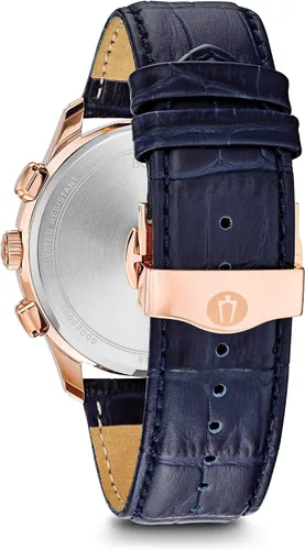 Vista 2 de Bulova Reloj cronógrafo de cuarzo para hombre con correa de cuero 97B170, Reloj de cuarzo, cronógrafo