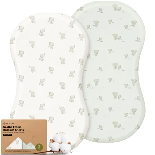 Vista 32 de Paquete de 2 sábanas orgánicas para cuna para niños, niñas, sábana bajera (lino azul) 100% Cotton Bassinet Mattress Sheets, Compatible with Halo