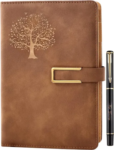 Vista 24 de Fanery sue Tree of Life - Diario de escritura recargable para mujeres y hombres, cuaderno de tapa dura de piel sintética, A5, rayado universitario