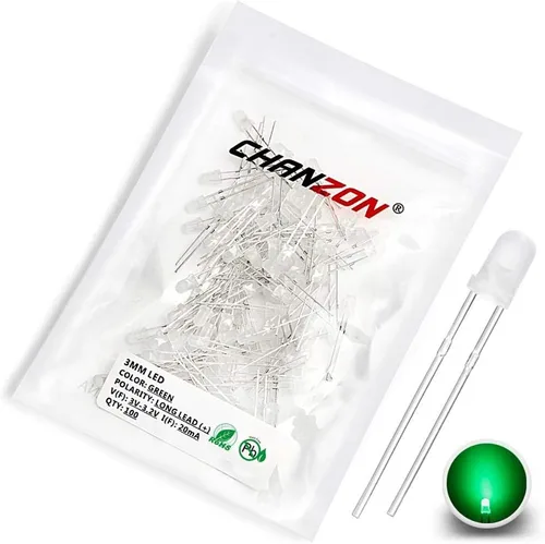 Vista 6 de Chanzon Kit surtido de luces de diodo LED de 0.118 in, 60 piezas (6 colores x 10 unidades), paquete (lente redonda difusa CC 3 V 20 mA) lámpara