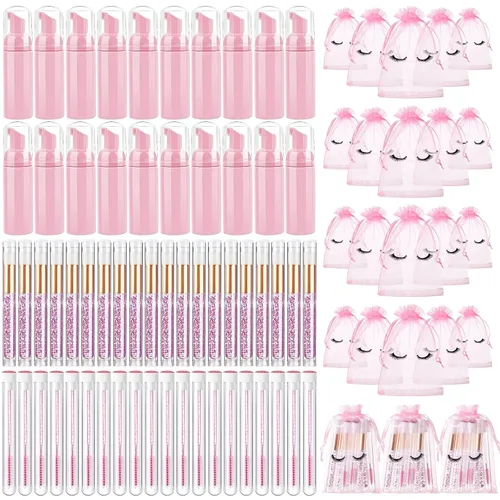 Vista 12 de Zhehao Kit de 80 Piezas de Cepillos para Botellas de Champú de Pestañas, 20 Dispensadores con Bomba de Espuma, 20 Cepillos de Champú para Pestañas