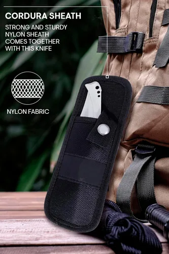 Vista 8 de Grand Way Cuchillo plegable de hoja larga – Cuchillos afilados para caza, senderismo, campamento, supervivencia táctica y trabajo para hombres