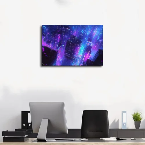Vista 3 de XAHOR Retro-Futuristic Cyberpunk Wall Poster – Neon Urban Subculture Art Print – Moody Home Decor Canvas Wall Art Print Poster For Home School