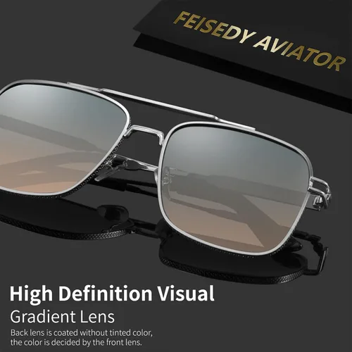 Vista 4 de FEISEDY Gafas de sol de aviador para hombre, marco de metal retro 80S UV400 B2845