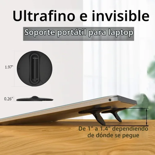 Vista 3 de Soporte invisible portátil para laptop, elevador plegable para portátiles