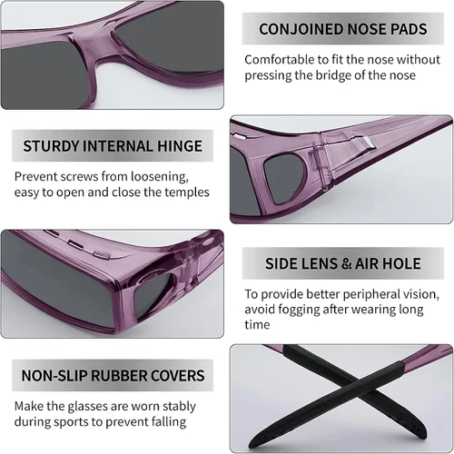 Vista 5 de URUMQI Sunglasses Fit Over Glasses Polarized 100 UV Protection Wrap-around Sunglasses for Men Women Driving