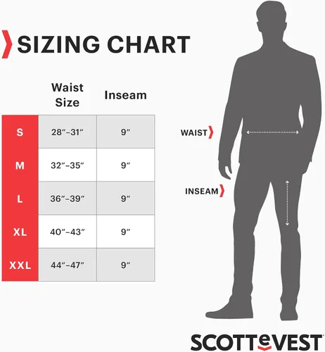 Vista 4 de SCOTTeVEST Pantalones cortos elevados para uso diario para hombre, 17 bolsillos ocultos, pantalones transpirables repelentes al agua para viajes