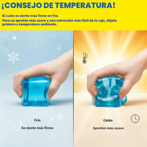 Vista 4 de MEGA Cube Premium - Juguete antiestrés esponjoso de gran tamaño para manos grandes y adultos, gel ultra firme para alivio del estrés y enfoque Azul