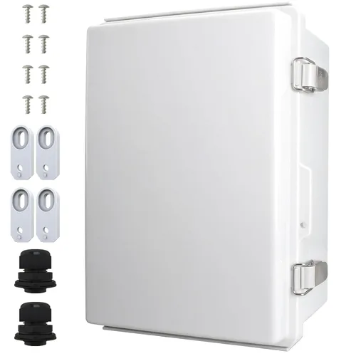 Vista 24 de MAKERELE Caja eléctrica impermeable pequeña al aire libre IP67 ABS caja de plástico con placa de montaje, cubierta gris con bisagras, soporte