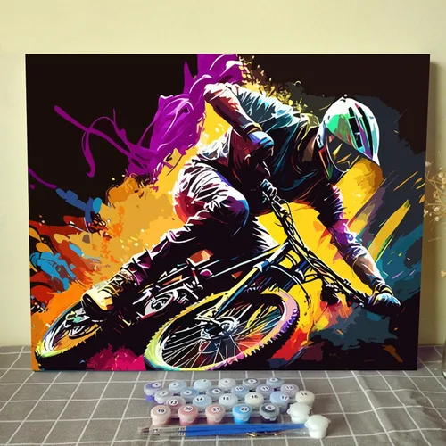Vista 14 de Aihonmin Paquete de 6 pinturas por números para adultos, amantes de los automóviles, kit de pintura por números, sobre lienzo para principiantes