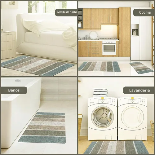 Vista 6 de Chardin home Cordural Stripes - Juego de 2 alfombras de baño (17 x 24 pulgadas y 21 x 34 pulgadas), tapete de baño antideslizante, lavable a