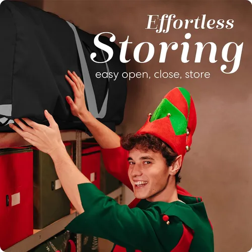 Vista 7 de Handy Laundry - Bolsa de Almacenamiento con Ruedas para Árbol - Para Árbol de Navidad Artificial de 7.5 Pies, Bolsa con Cremallera, Asas de Negro