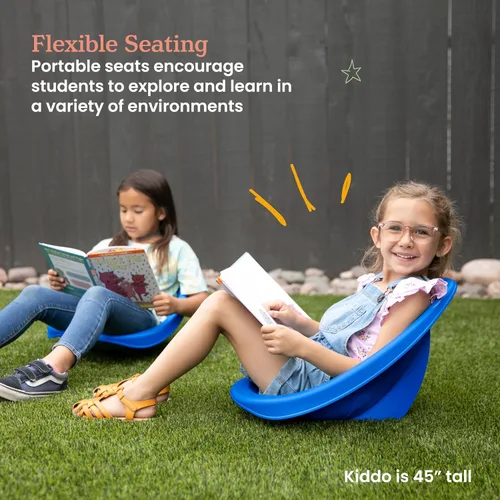 Vista 4 de ECR4Kids Asiento de piso con forma de hoja, silla basculante, azul, 6 piezas