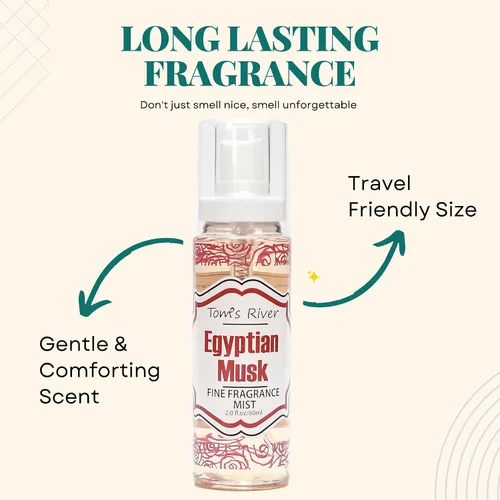 Vista 6 de Infinix Egyptian Musk - Niebla de fragancia fina, 2 onzas líquidas, spray corporal para mujeres, perfume suave y duradero para hombres y mujeres