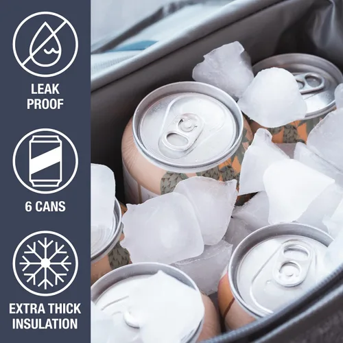 Vista 3 de CleverMade Pacifica Pro - Lonchera térmica para 6 latas, con aislamiento de lados suaves, a prueba de fugas, con abrebotellas y correa