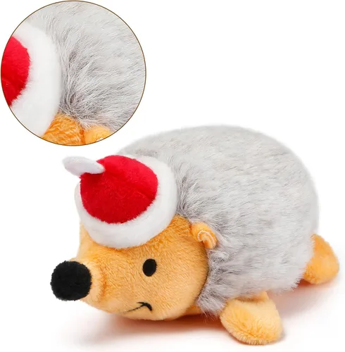 Vista 7 de Senneny Juego de 6 juguetes de Navidad con hierba gatera – reno, hombre de jengibre, oso, cerdito, erizo, pingüino, juguetes de animales de peluche