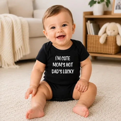 Vista 2 de CBTwear I'm Cute Mom's Hot Dad's Lucky Funny Baby Body Negro
