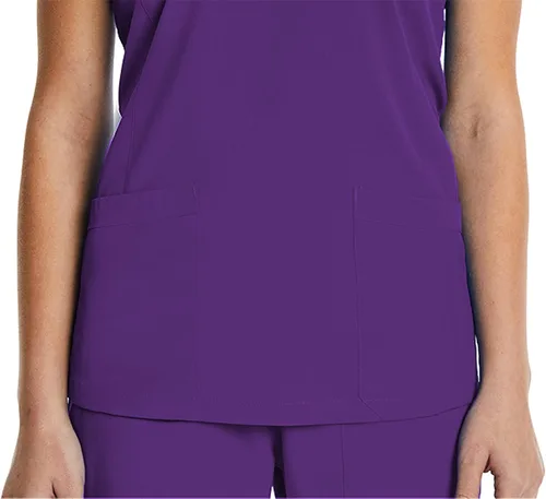 Vista 5 de Mock Wrap Scrub Top for Women 2 Pocket 4-Way Stretch for Medical Dental Spa EL9115