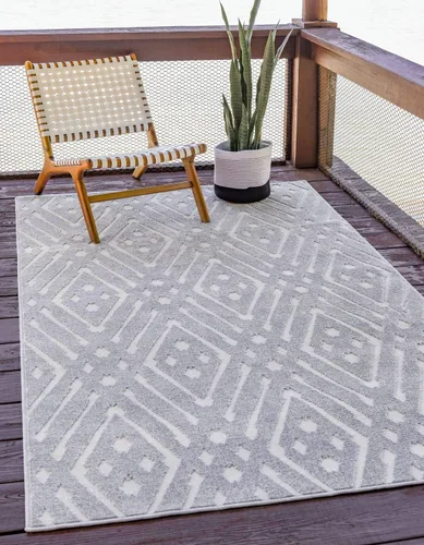 Vista 12 de Unique Loom Sabrina Soto Outdoor Collection - Alfombra geométrica, moderna, vibrante y enrejada contemporánea, 2 pies 0 pulgadas x 6 pies